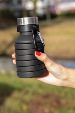 Logo trade promotional giveaways picture of: Leakproof collapsible silicone bottle with lid