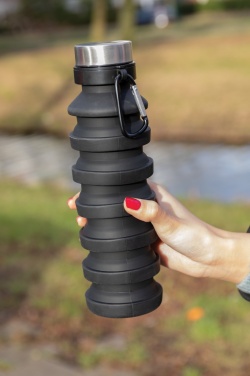 Logo trade promotional items image of: Leakproof collapsible silicone bottle with lid