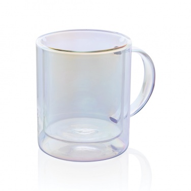 Logo trade business gifts image of: Deluxe double wall electroplated glass mug