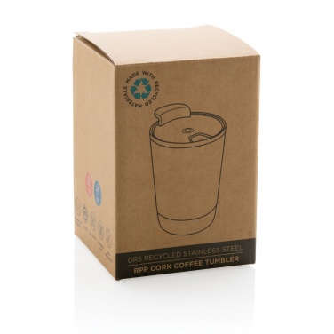 Logo trade corporate gifts image of: GRS RPP stainless steel cork coffee tumbler