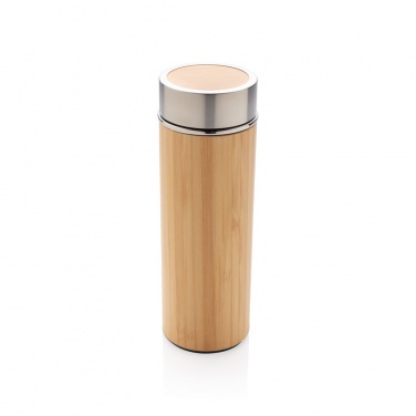 Logo trade promotional giveaways picture of: Leak proof bamboo vacuum bottle