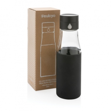 Logo trade promotional gift photo of: Ukiyo glass hydration tracking bottle with sleeve