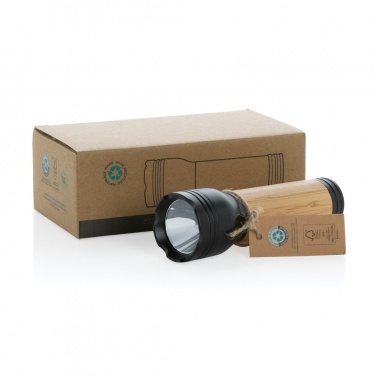 Logo trade promotional gifts picture of: Lucid 3W RCS certified recycled plastic & bamboo torch