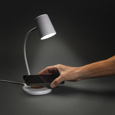 Logotrade promotional products photo of: Zenara RCS recycled plastic and cork 15W wireless desk lamp