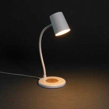 Logotrade promotional item image of: Zenara RCS recycled plastic and cork 15W wireless desk lamp