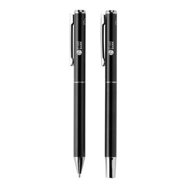 Logo trade promotional giveaways picture of: Swiss Peak Cedar RCS certified recycled aluminum pen set