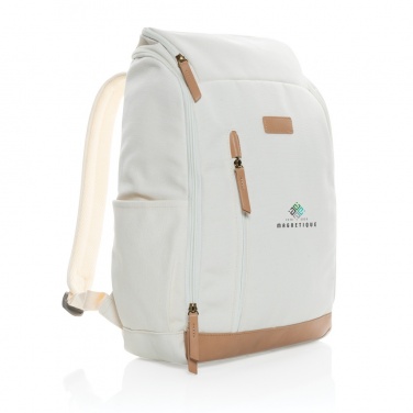 Logotrade promotional merchandise image of: Impact AWARE™ 16 oz. recycled canvas 15" laptop backpack