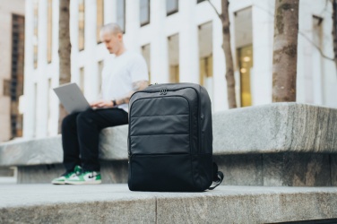 Logo trade promotional merchandise picture of: Armond AWARE™ RPET 15.6 inch deluxe laptop backpack