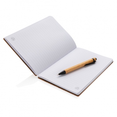 Logo trade promotional giveaways image of: A5 Bamboo notebook & pen set