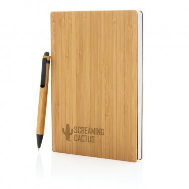Logo trade promotional items picture of: A5 Bamboo notebook & pen set