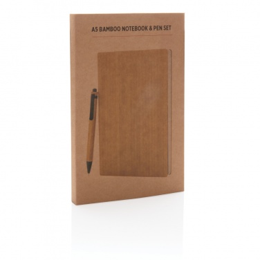 Logotrade advertising product picture of: A5 Bamboo notebook & pen set