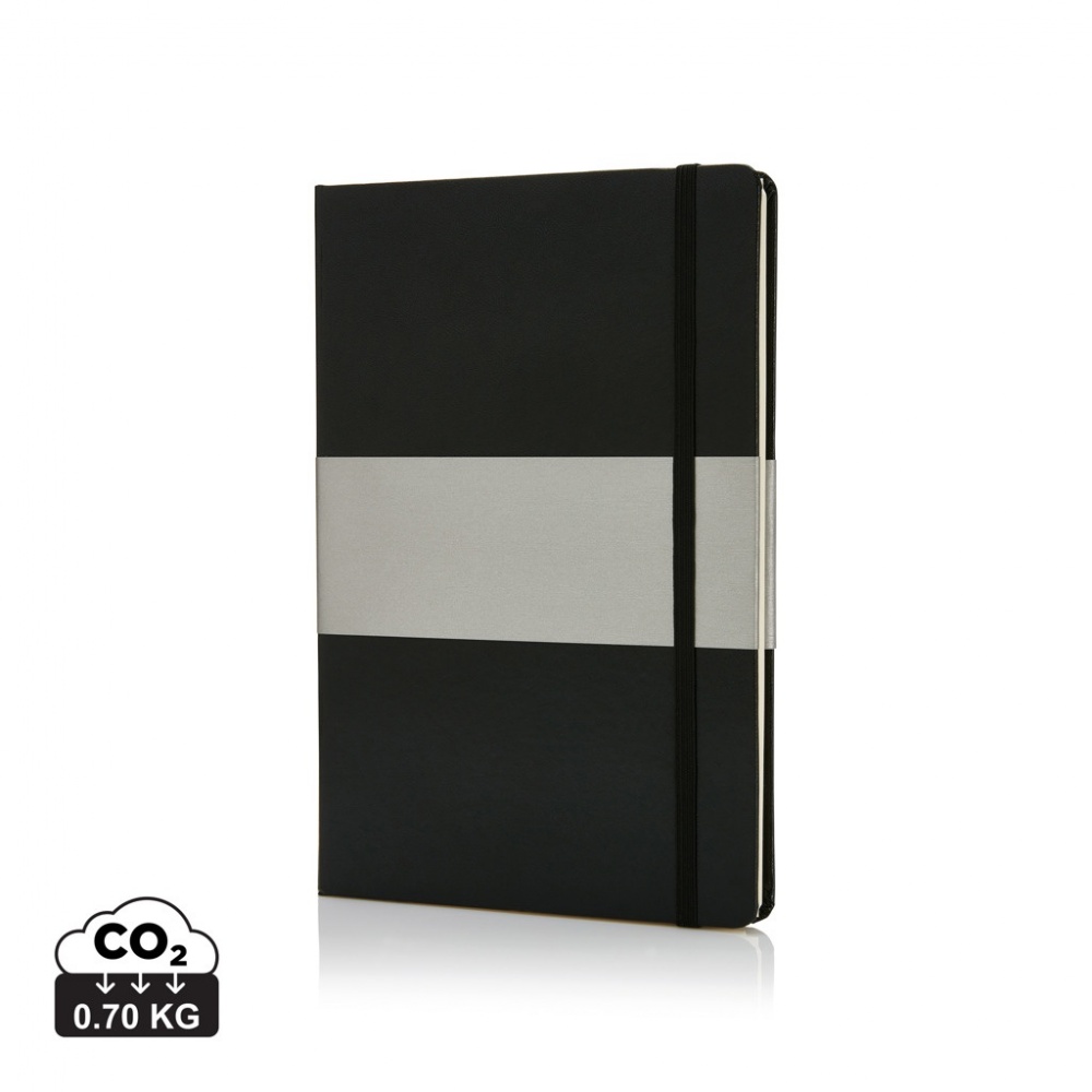 Logo trade business gifts image of: Deluxe hardcover A5 notebook