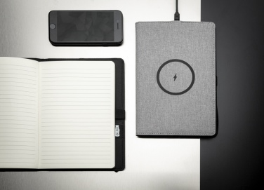 Logo trade promotional merchandise image of: Air 5W wireless charging refillable journal cover A5