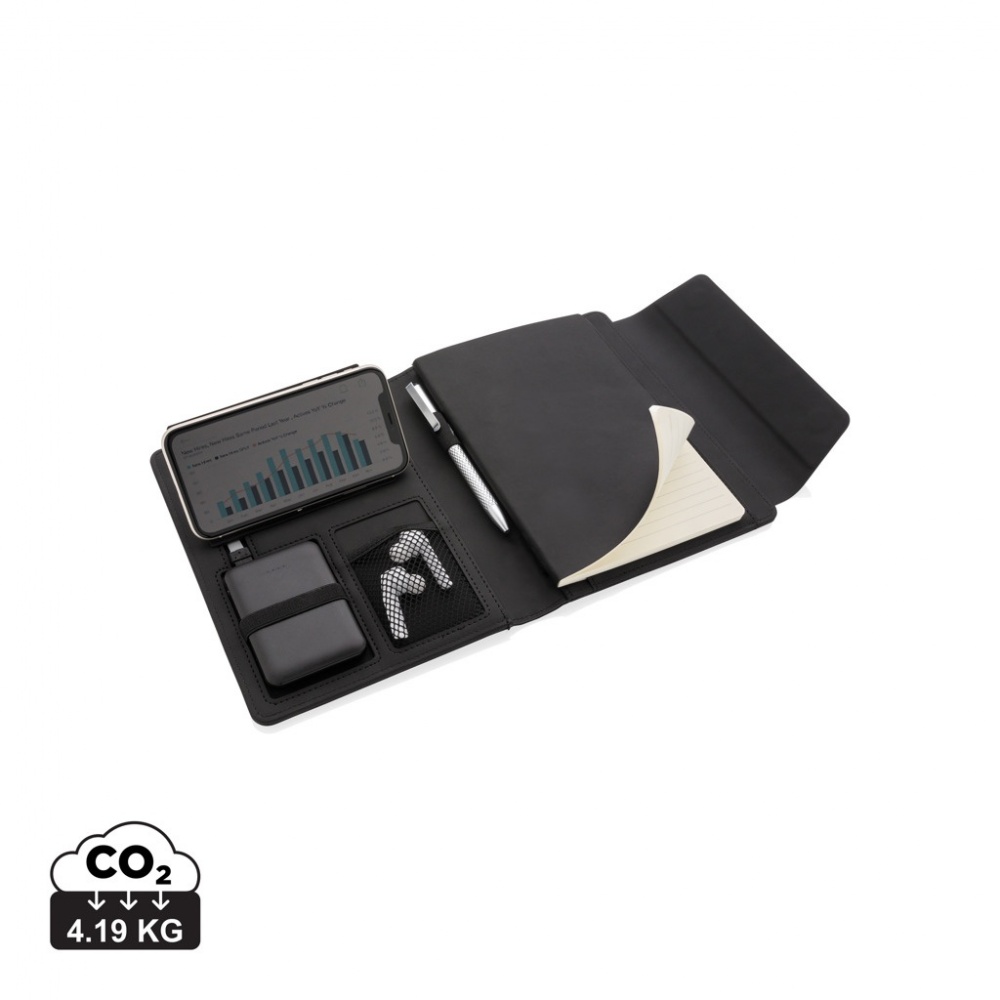 Logotrade promotional merchandise image of: Fiko wireless charging A5 portfolio with powerbank