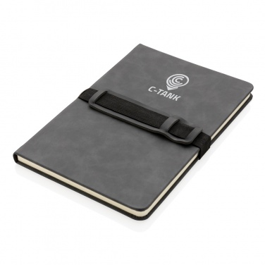 Logotrade advertising product image of: Deluxe hardcover PU notebook A5 with phone and pen holder
