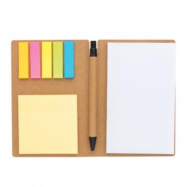 Logo trade promotional giveaway photo of: Kraft sticky notes A6 booklet with pen