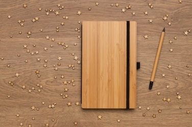 Logo trade promotional giveaways picture of: Bamboo notebook and infinity pencil set