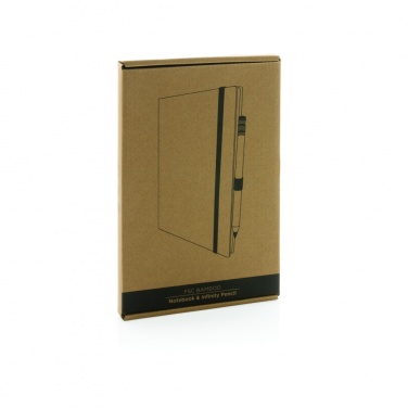 Logo trade promotional giveaways picture of: Bamboo notebook and infinity pencil set