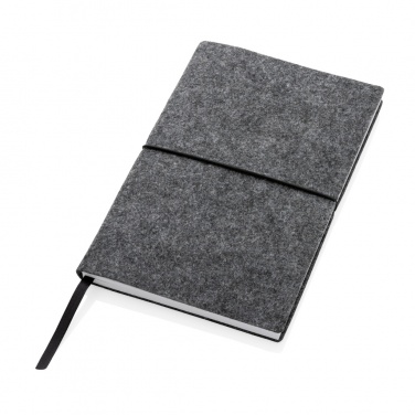 Logotrade promotional item image of: GRS certified recycled felt A5 softcover notebook