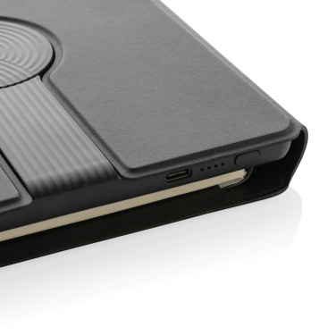 Logo trade promotional giveaways picture of: Swiss Peak RCS rePU notebook with 2-in-1 wireless charger