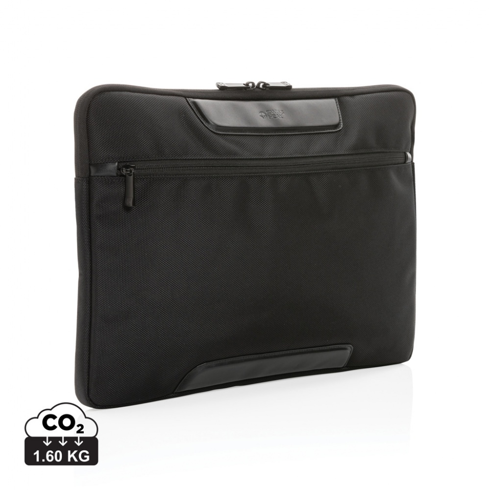 Logotrade promotional product picture of: Swiss Peak AWARE™ RPET Voyager 15.6" laptop sleeve