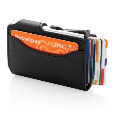 Logo trade promotional gifts picture of: Standard aluminium RFID cardholder with PU wallet