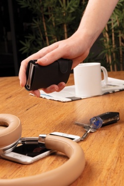 Logo trade promotional giveaways image of: Standard aluminium RFID cardholder with PU wallet