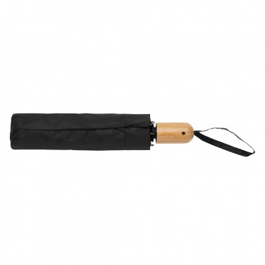 Logo trade advertising product photo of: 21" Impact AWARE™ RPET 190T bamboo auto open/close umbrella