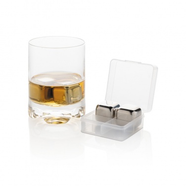 Logo trade promotional giveaways image of: Re-usable stainless steel ice cubes 4pc
