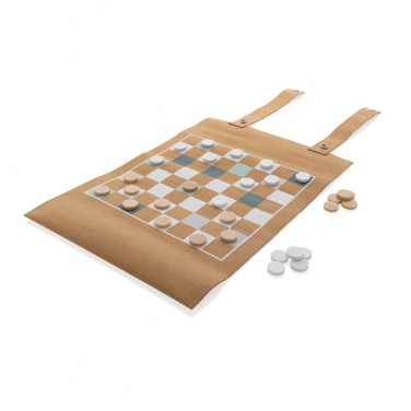 Logo trade advertising product photo of: Britton cork foldable backgammon and checkers game set