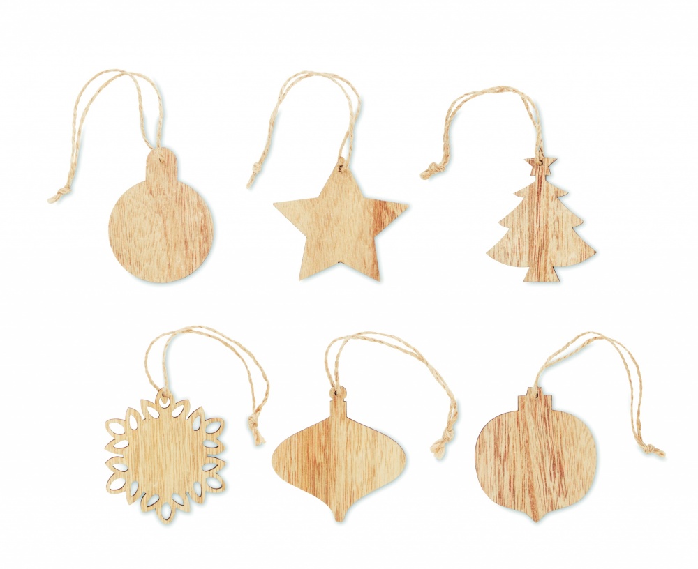 Logo trade promotional giveaways picture of: Set of wooden Xmas ornaments