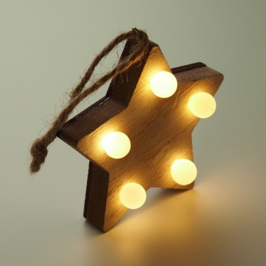 Logo trade promotional merchandise photo of: Wooden weed star with lights