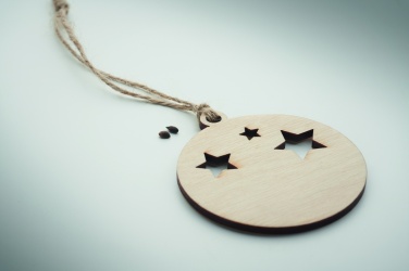 Logo trade promotional gift photo of: Wooden bauble shape hanger