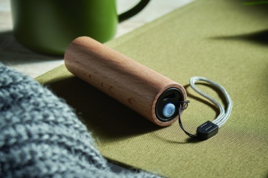Logo trade promotional items image of: Beech wood rechargeable torch