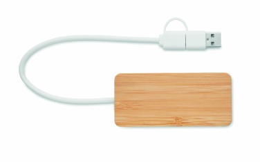 Logo trade promotional merchandise picture of: Bamboo USB 3 ports hub