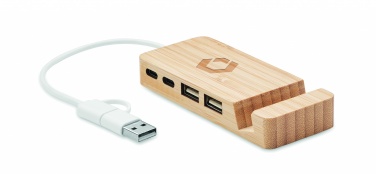 Logotrade promotional merchandise picture of: Bamboo USB 4 ports hub