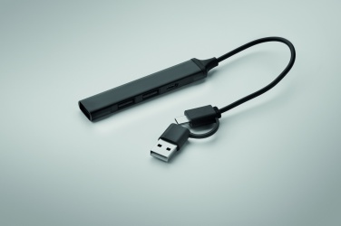 Logo trade promotional merchandise image of: USB 4 port hub 19 cm