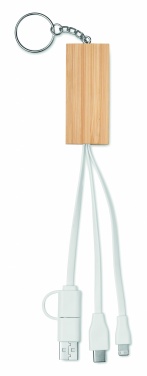 Logo trade promotional giveaways picture of: Bamboo key ring and stand Salo