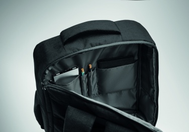 Logotrade advertising products photo of: A safe 15-inch laptop backpack made of 300D RPET with a 210D RPET lining and customizable printing.