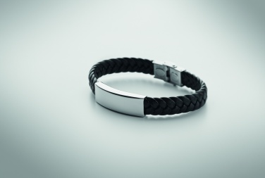 Logo trade corporate gifts image of: Braided faux leather bracelet