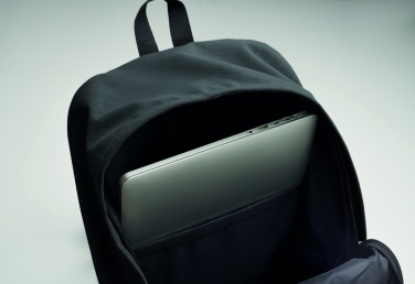Logo trade promotional products image of: A 15-inch laptop backpack made of recycled pre-consumer cotton with customizable printing