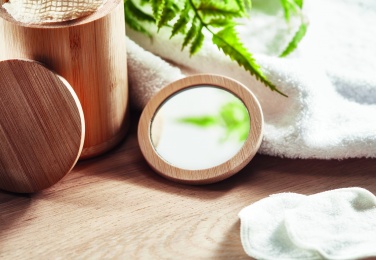 Logo trade promotional merchandise picture of: Bamboo make-up mirror