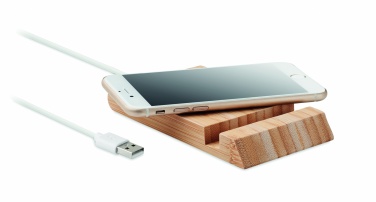 Logo trade corporate gift photo of: Bamboo wireless charger  10W ODOS