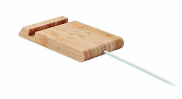 Logo trade promotional gift photo of: Bamboo wireless charger  10W ODOS