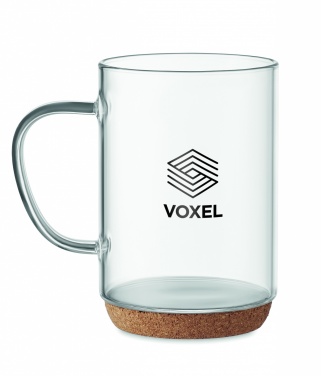 Logo trade corporate gifts picture of: Glass mug 400ml with cork base