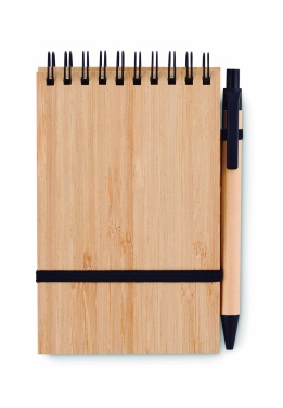 Logo trade promotional gifts picture of: A6 bamboo notepad with pen SONORABAM