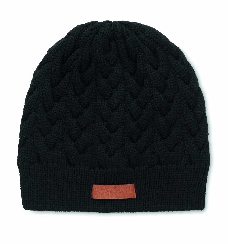 Logo trade promotional product photo of: Cable knit beanie in RPET