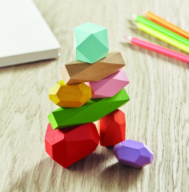 Logotrade promotional product picture of: 8 stacking wood rocks in pouch