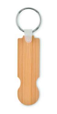 Logotrade promotional gifts photo of: Bamboo euro token key ring Rauma