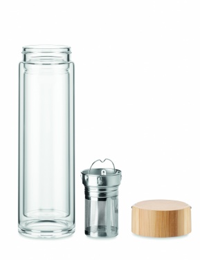 Logo trade advertising products image of: Double wall glass bottle 400ml Berlin